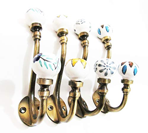 4 Mix Stile Vintage Ganci in Ceramica Appendiabiti Ganci a Muro