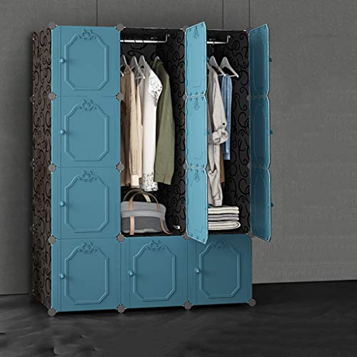 Armadio Portatile Vintage Armoire Combinazione Armadio Modulare Per Il Salvataggio Dello Spazio Cubo Ideal Storage Organizer Per Libri Asciugamani Giocattoliblu 12 Cubi 111x47x147cm44x19x58inch