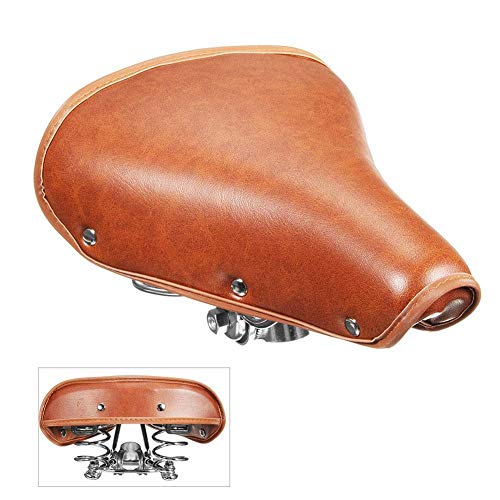 Auveach Sella Bicicletta con Molle Sellino Morbido Antiprostata Pelle PU Impermeabile con Ammortizzatore e Confortevole per Bici Vintage