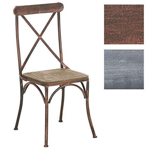 CLP Sedia Bar Bromley Design Industriale – Sedia Cucina in Legno e Metallo – Sedia Gastronomia con Schienale – Sedia Design Rustico – Sedia Pranzo rétro Bronzo