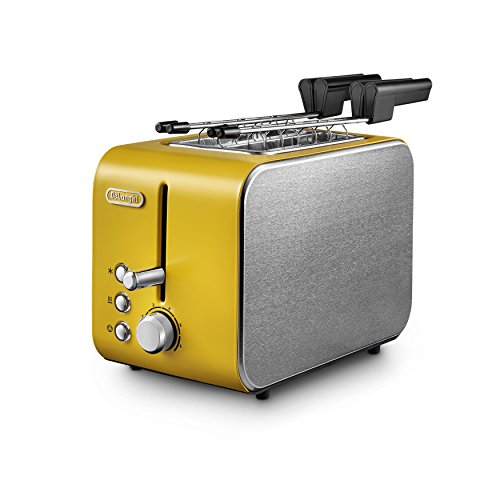 De’Longhi CTX2203.Y Tostapane, 550 W, 2 Fette con Pinze, Giallo Senape