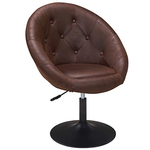Duhome Poltrona Sedia da Pranzo in Tessuto Effetto Cuoio Marrone Cioccolata Club Sedia Lounge Altezza Regolabile poltroncina Colore Selezione 509A