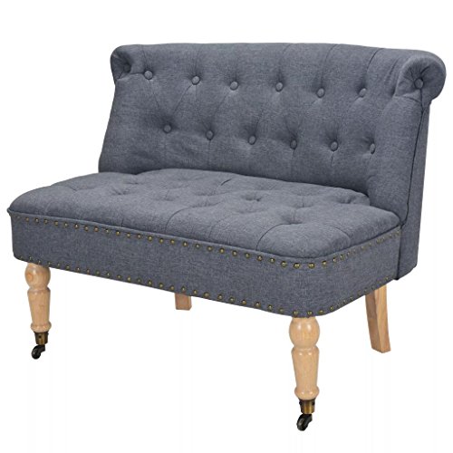 Festnight Divano/Divanetto Chesterfield Retro’ Rivestimento in Tessuto Bianco/Grigio Telaio in Legno 94x67x76 cm da TV da Soggiorno/Salotto