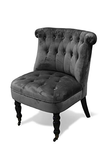 Galileo Casa 2191337 Poltrona con Ruote Velluto Grigio Scuro 67x62x72cm