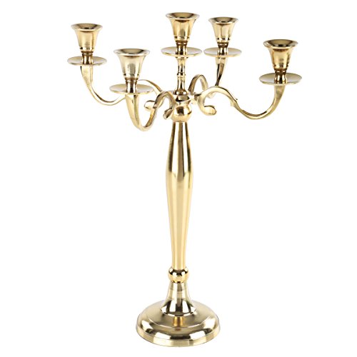 Gräfenstayn Candelabro portacandele 1, 3 o 5 Bracci – Varie Misure – candelabro Color Argento, Nero, Bianco od Oro (M, Oro)