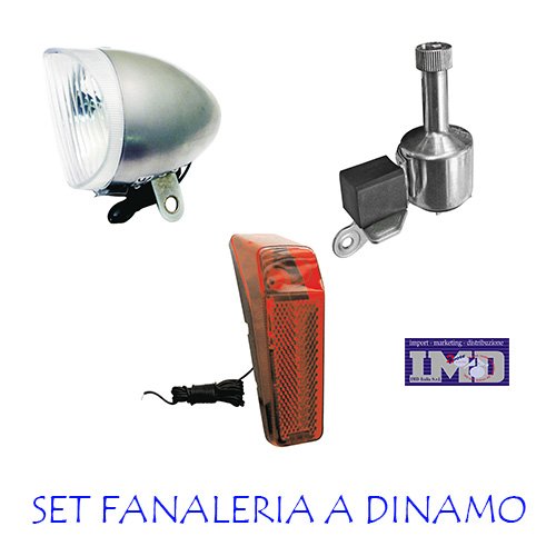 Kit Fanale Anteriore + Posteriore + Dinamo ideale bicicletta Olanda – R – Graziella – Vintage – Classic – Retrò – City Bike – Uomo / Donna