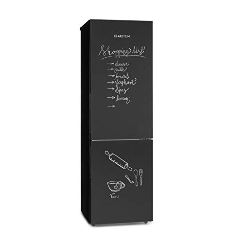 KLARSTEIN Miro XL – Combinazione Frigorifero-Congelatore, Frigorifero da 177 L, Congelatore da 74 L, 4 Ripiani in Vetro, 3 Ripiani sulla Porta, 3 Cestini Freezer, Design ZestfulART, Nero