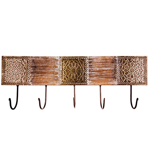 Marrakesch Orient & Mediterran Interior  Appendiabiti Vintage Amolika, Grande, 50 cm, 5 Ganci, Appendiabiti da Parete o Porta in Metallo