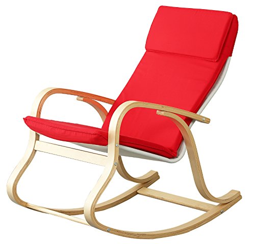 Orolay Sedia a Dondolo Poltrona oscillante Sedia Relax Rosso