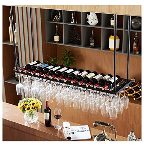 Portabottiglie Porta Bicchiere Di Vino Portabottiglie Da Banco Portabicchieri Sospeso Titolare Della Tazza Vino Superiore Vintage  Portabicchieri Da Vino Appeso Cucina Bar Soffitto Nero/Oro/Tan