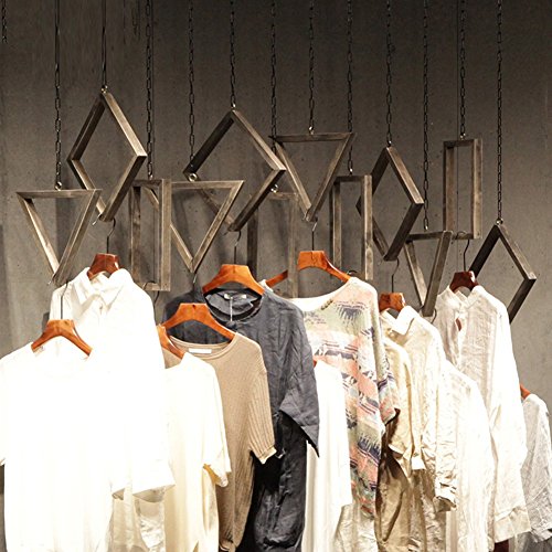 QiangDa Appendiabiti a Parete Anelli a soffitto in Legno Vestiti appesi Negozio di Abbigliamento Appendiabiti a BarraAbbigliamento Asta Stile Industriale Vintage 3 Forme Facoltativo