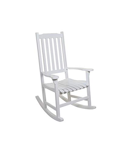 Sedia a dondolo vintage in legno bianco per esterno