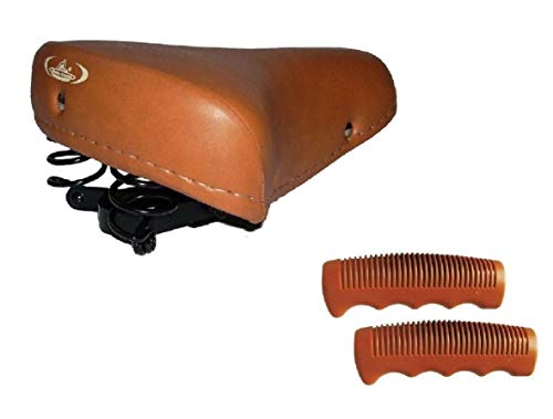 Sella MONTEGRAPPA con Molle + Manopole ideale Graziella Olanda Bici DONNA / UOMO – Colore MIELE/MARRONE