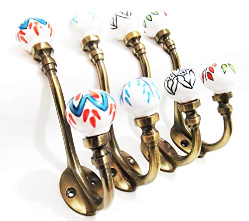 Set di 4 Mix Stile Vintage Ganci in Ceramica Appendiabiti Ganci a Muro