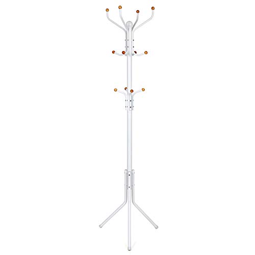 SONGMICS Stand Appendiabiti Attaccapanni Ometto da Pavimento 44 x 182 cm Bianco RCR19W
