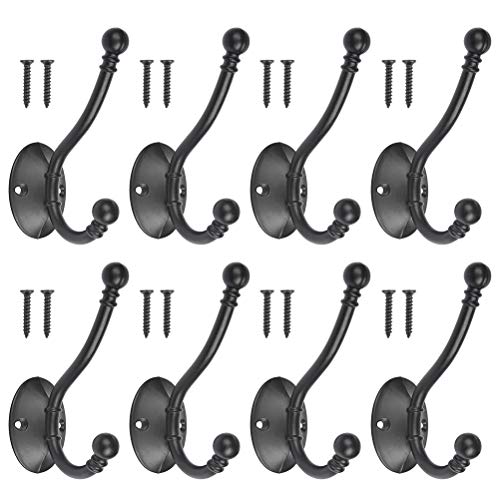 TIMESETL 8Pieces Appendiabiti Guardaroba Vintage Nero, Appendiabiti da Parete Appendiabiti in Metallo Appendiabiti con 18pcs Viti per Appendiabiti Appendiabiti Bagno Cucina