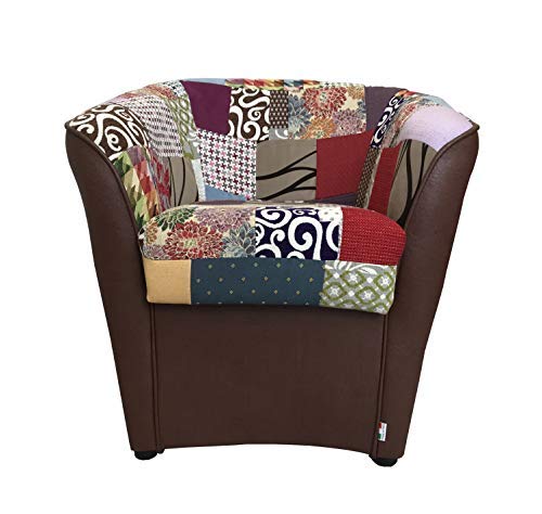 Totò Piccinni Poltrona a POZZETTO in Ecopelle Design | Alta QUALITA’ | Made in Italy (Patchwork Moro)