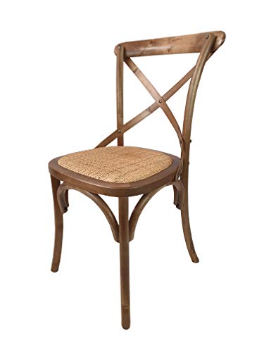 Totò Piccinni Sedia in Legno Design Cross, Seduta Intreccio Rattan, Alta QUALITA’ (Marrone Chiaro, 1)