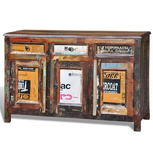 vidaXL Armadietto a credenza vintage legno riciclato 3 cassetti 3 sportelli