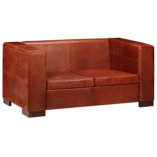 vidaXL Divano a 2 Posti Vera Pelle Marrone Scuro Vintage Arredo Salotto Sofa