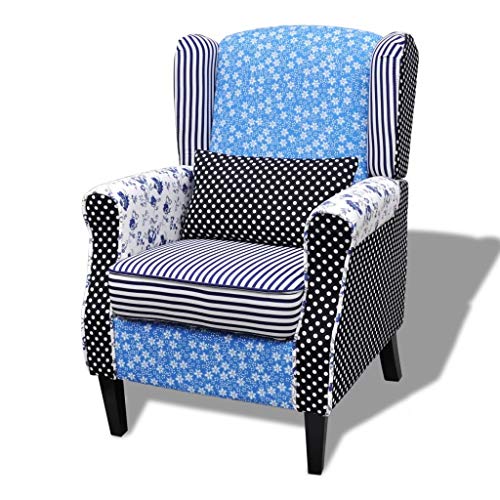 vidaXL Poltrona Patchwork Stile Pastorale Fiori in Stoffa Sedia con Braccioli
