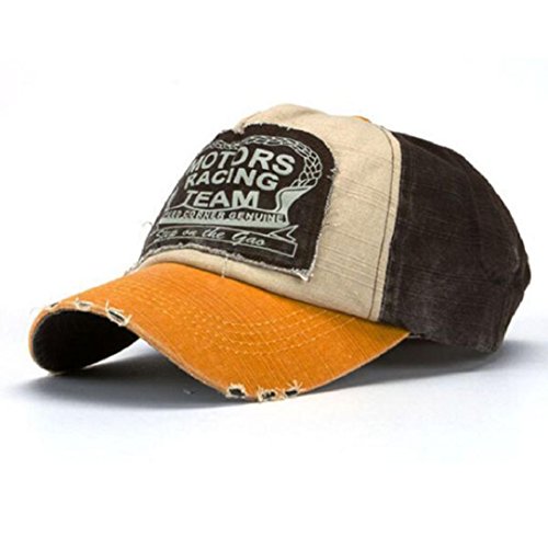 Amison Cool Nuovo Unisex Baseball Tappo Cotone Moto Tappo Bordo Rettifica Vintage Cappello (A)