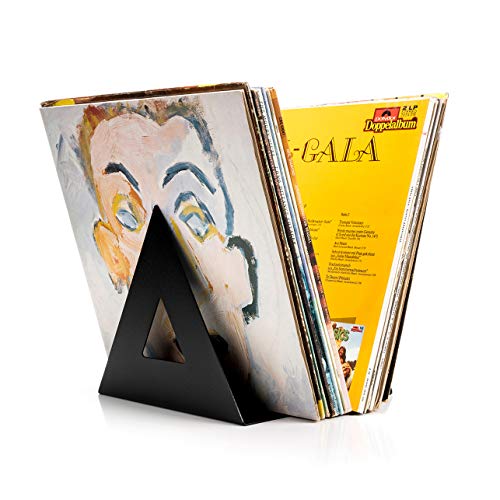 Audivisions ‘Delta’ Porta Dischi Vinile – Contenitore per Dischi Vinile di Design di Alta Qualità – Contiene Fino a 60 Album LP 33 Giri da 12 Pollici – In Metallo – Forma Triangolare