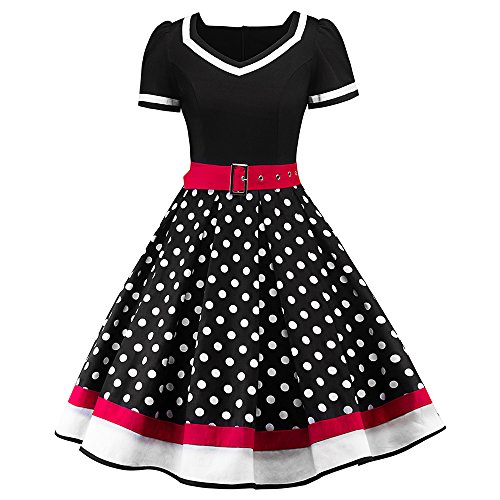 Babyonlinedress Vestiti Donna Estate, Vestito Vintage Donna Vestiti Rinascimento Vestiti 50 Anni Mediavale Donna Elegante per la Sera, Cerimonia, Causale (Nero)