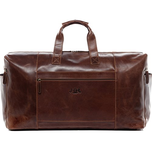 borsa da viaggio vera pelle vintage BRISTOL grande XXL borsa da weekend 62 l borsone uomo cuoio marrone