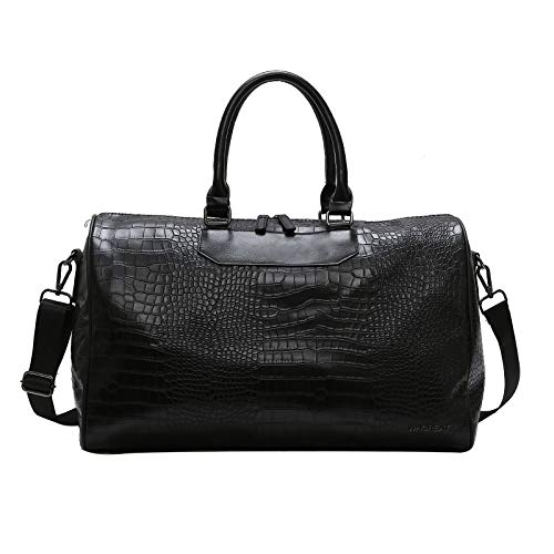 Borsone da viaggio, Borsa da Palestra per il Week-end in Pelle per il Weekend Borsa da Palestra Tote Bag da Donna (Nero)