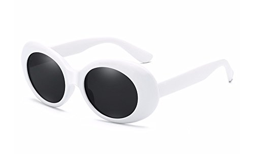 BOZEVON Retrò Occhiali da sole Ovali – Vintage UV400 Occhiali Donna & Uomo Bianco-Nero C1