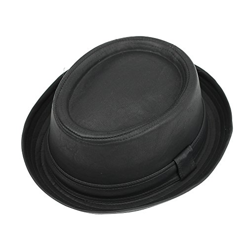 Cappello unisex in stile vintage modello pork pie in similpelle nera stile Heisenberg di Breaking Bad Black XXL 60 cm
