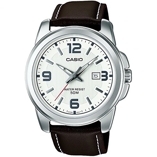Casio Collection MTP-1314PL-7AVEF, Orologio da polso Uomo, Bianco (Bianco/Marrone)