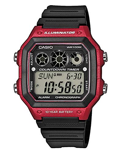 Casio Orologio Digitale al Quarzo Uomo con Cinturino in Resina AE-1300WH-4AVEF