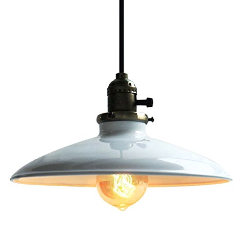 Edison Lampada a sospensione classica Lampada a soffitto in metallo Plafoniera in stile vintage industriale lampadario per Sala Bar Ristorante Ufficio Retro Bianco