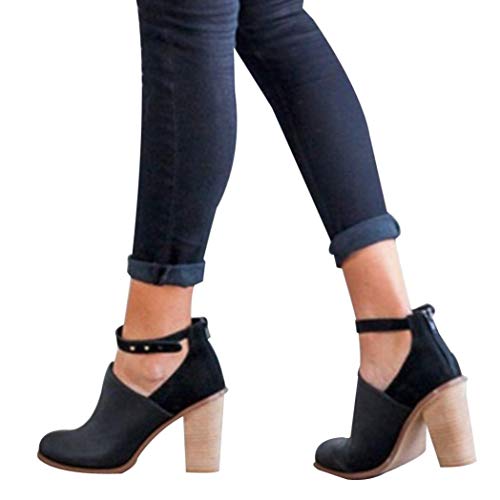 Elecenty scarpa col tacco donna Scarpe Eleganti in PU con fibbia da donna Scarpe a tacco largo Stivali