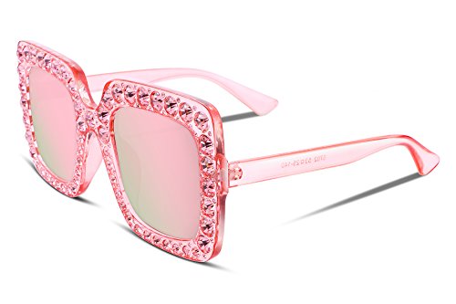 FEISEDY Occhiali da sole con cristalli scintillanti da donna Cornice quadrata spessa oversize B2283