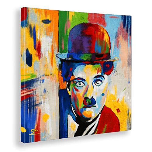 Giallobus – Quadro già intelaiato Pronto da Appendere – Stampa su Tela Canvas – Charlie Chaplin – Quadri Moderni per arredo casa Design – Vari Formati XXL – 50×50 cm
