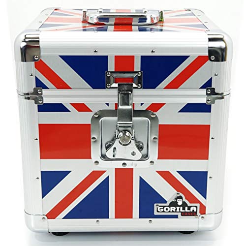 Gorilla 30,5 cm LP vinyl record Storage box Flight Carry case holds 100pcs Union Jack – con garanzia a vita