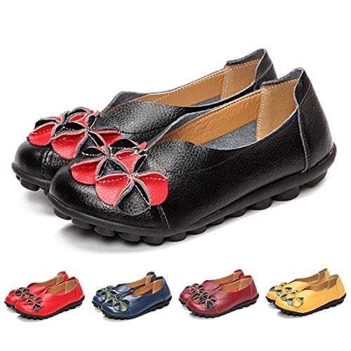 gracosy Donne Mocassini da Donna Primavera/Estate Vintage Fiori Fatto A Mano Pelle Scarpe Stile Loafers Comode Slip On Scarpe Espadrillas Scarpe da Guida Scarpe da Passeggio