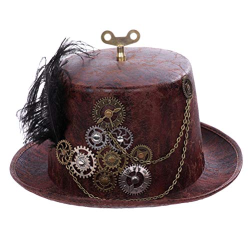 Happyyami Cappello Vintage Steampunk Cappello da Mago Gotico Costume Cappello Cappello con Attrezzatura Rubinetto per Donna Uomo