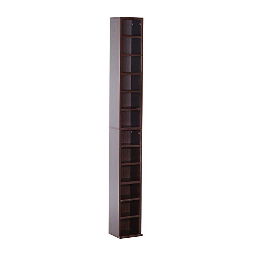 homcom Mobiletto Colonna Libreria da Parete con Mensole in Legno, Marrone, 21x20x175cm