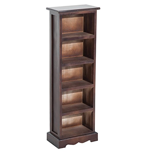 homcom Mobiletto Scaffale Porta CD con 5 Ripiani di Archivazione in Legno Marrone 30x 17x 90cm