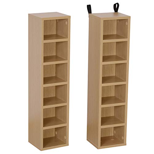 homcom Scaffale Porta CD Set di 2 Pezzi con 6 Ripiani 102 CD da Casa in Legno MDF 21 x 19.2 x 88.3cm Legno Naturale