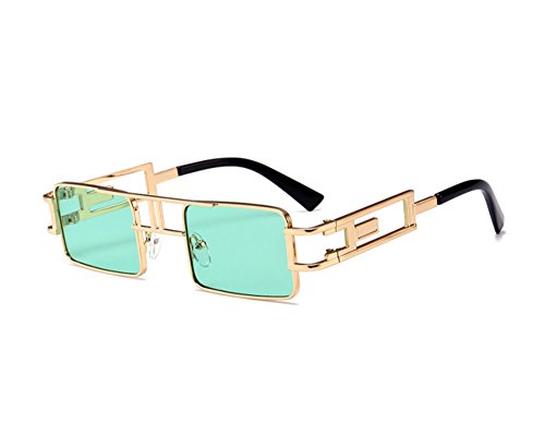 Huateng Occhiali da sole stile vintage classico Steampunk non polarizzati con doppia gemma