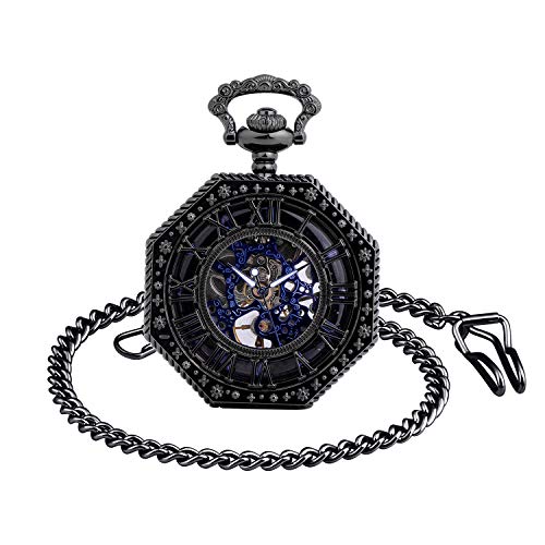 Infinite U-Roman Numbers Ottagonale Squisita Bozza Retro Orologio da tasca meccanico Idea regalo per uomo Donna