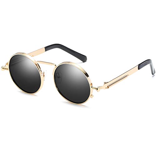 Kennifer Retro Occhiali da Sole Rotondi Metallo Unisex Eyewear Circle Specchio Occhiali UV400 per Uomini e Donne