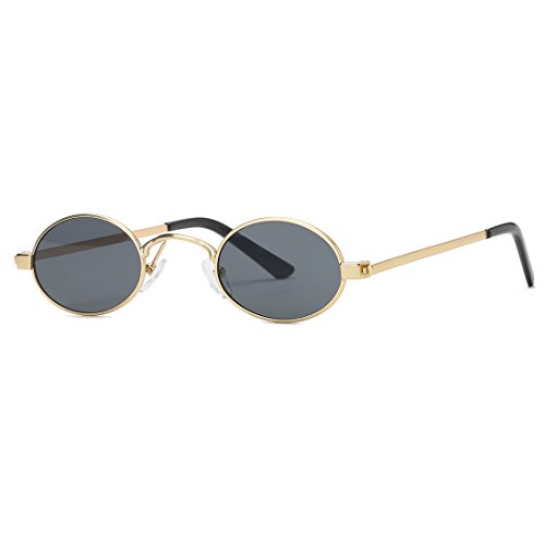 kimorn Occhiali Da Sole Piccolo Rotondi Montatura In Metallo Ovali Colori Caramelle Bicchieri K0577 (Oro&Nero)