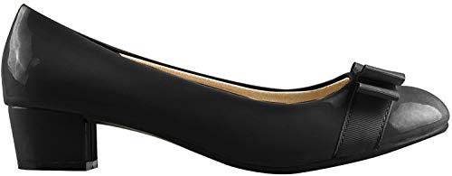 KRISP Donne Ballerine A Tacco Smalto Fiocco Vintage Chic Elegante Vintage, Nero (Nero), 36 EU