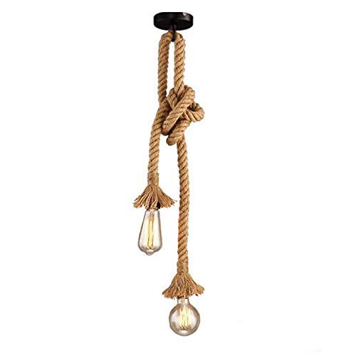 Lampada a sospensione industriale, STARRYOL luce a sospensione a doppia testa di canapa per sala da pranzo, sala, ristorante, bar, caffetteria – lunghezza 60 cm